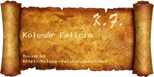Kolcsár Felícia névjegykártya